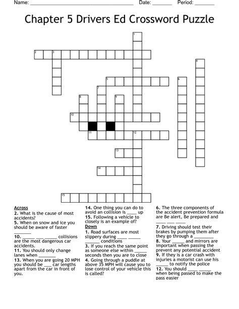 Chapter Drivers Ed Crossword Puzzle Wordmint