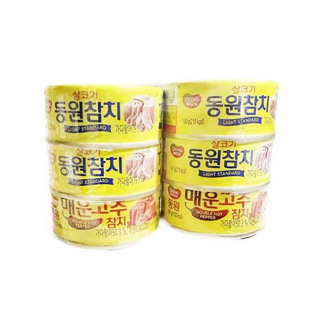 Get Dongwon Canned Tuna Assortment Light Standard 4pk Hot Pepper 2pk