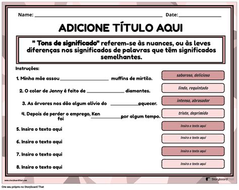 Planilhas De Tons De Significado Para Uma Aprendizagem Eficaz