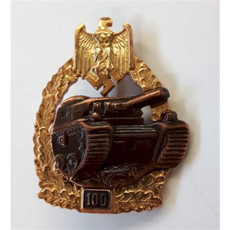 German Tank Battle Badge 100 Actions Panzer Grenadier Gold And Bronze Warstuff