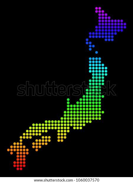 Spectrum Dotted Pixel Japan Map Raster Stock Illustration 1060037570