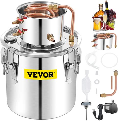 VEVOR Distillateur Chaudière à Spiritueux avec Pompe à Eau 50L Kit de