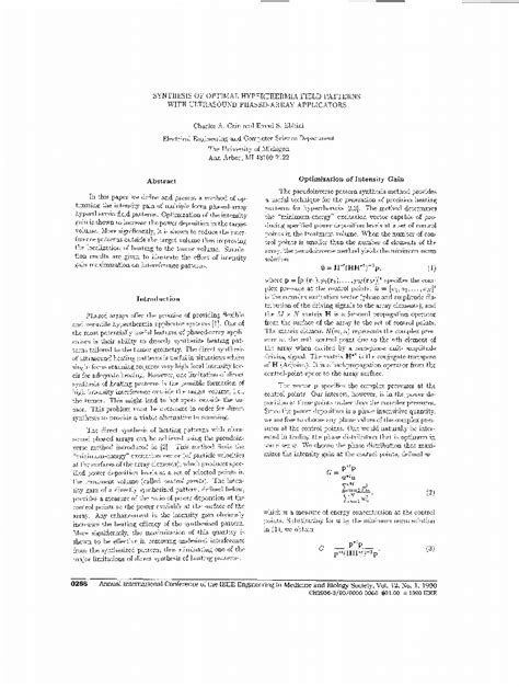 Synthesis Of Optimal Hyperthermia Field Patterns With Ultrasound Phased