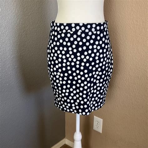 J Crew Skirts Jcrew Size 4p Navy Blue And White Polka Dot Skirt