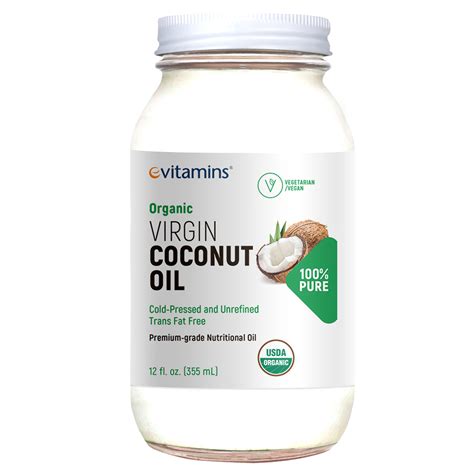 Evitamins Organic Virgin Cold Pressed Coconut Oil 12 Fl Oz