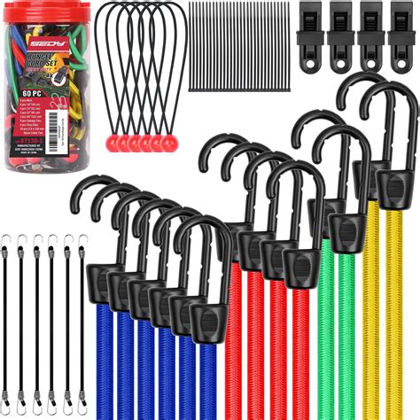 Ultimate Flat Outdoor Bungee Cord Assortment Heavy Duty Set Of