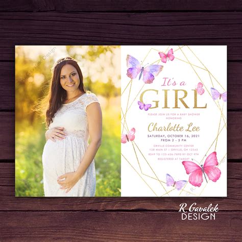 Butterfly Baby Shower Invitation Baby Shower Photo Etsy