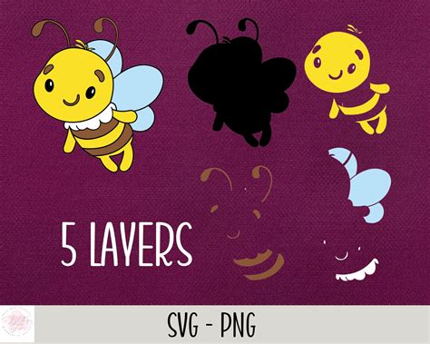 Bee Svg Cut File Bee Clipart Cutting File Layered Svg Etsy