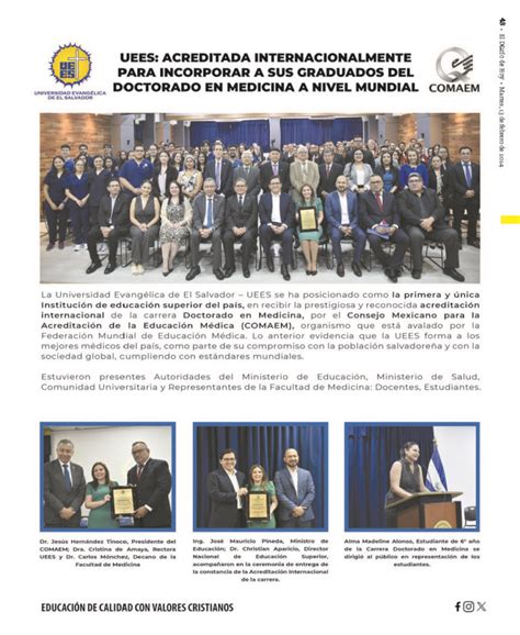 El Diario De Hoy UEES Acreditada Internacionalmente Para Incorporar A