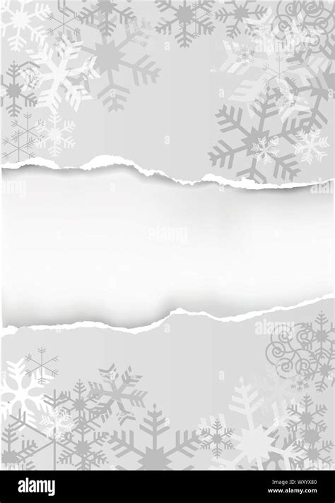 Christmas Ripped Paper Background With Snowflakes Illustration Of Grey