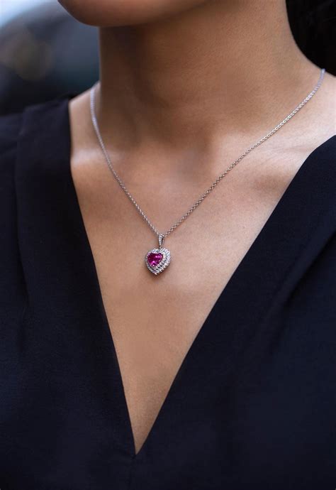 Roman Malakov Heart Shape Pink Sapphire With Diamond Halo Pendant Necklace For Sale At 1stdibs