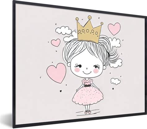 Fotolijst Incl Poster Prinses Kroon Roze Meisjes Pastel