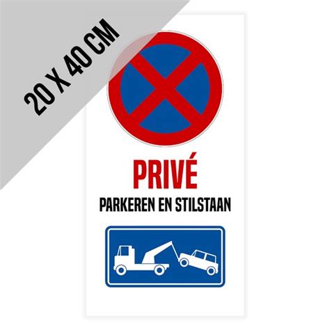 Pictogram bord op alu di bond Privé Parkeren en stilstaan