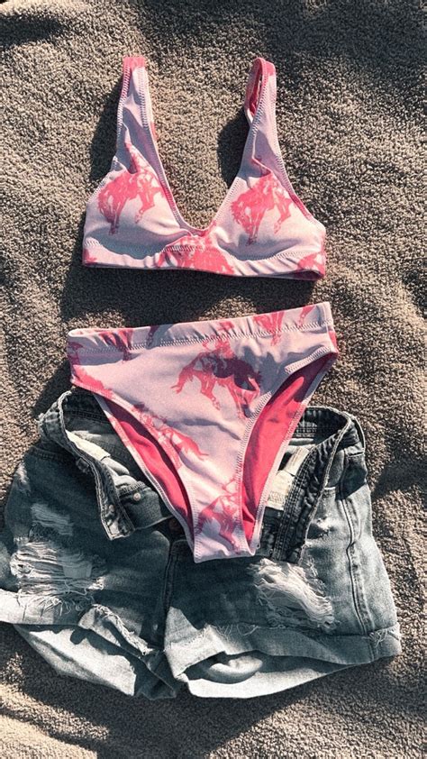 Western Bikini Hot Pink Bronc Etsy