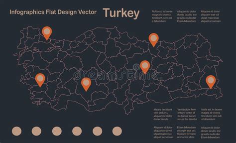 Infografía Mapa De Turquía Esquema De Diseño Plano Color Azul Naranja