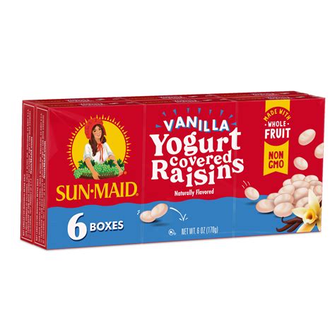 Sun Maid Vanilla Yogurt Covered Raisins 1oz Pack Dried Fruit Snack 6