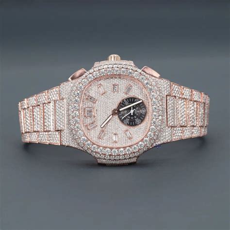 Real Diamonds Round Amazing Lab Diamond Wrist Watch In Fully Studded