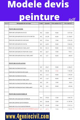 Model Devis Peinture Pdf Devis Peinture Exemple Devis Cours De Gestion