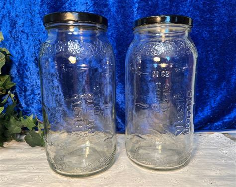 Vintage 1970s Vlasic Farms Pickle Jar 2 Available Embossed Glass 80oz Measurements Country