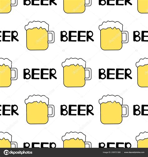 Patrón Sin Fisuras Con Jarra Cerveza Sobre Fondo Blanco Ilustración — Vector De Stock Beer Mug