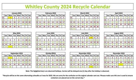 2024 Whitley County Recycling Calendar Distributed The Hoot News