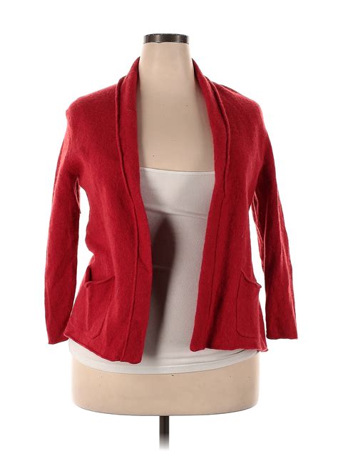 J Jill Color Block Solid Red Cardigan Size 2x Plus 63 Off Thredup