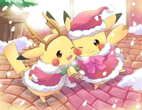 Pixiv Id 1183761 Pokémon Pikachu Christmas Outfit Bell Christmas Pikachu Cute Pokemon