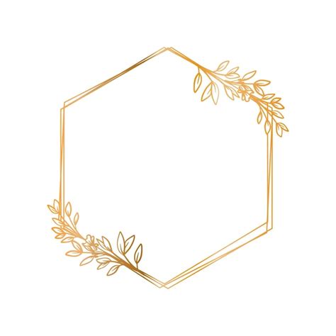 Premium Vector Luxury Gold Hexagon Floral Frame For Wedding Or