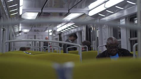 Subway train carriage with few commuters, Paris 28047996 Stock Video at