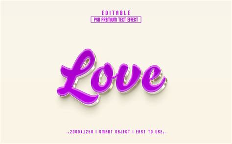 Love 3d Editable Psd Text Effect Style Graphic By Mdjahidul99519 · Creative Fabrica