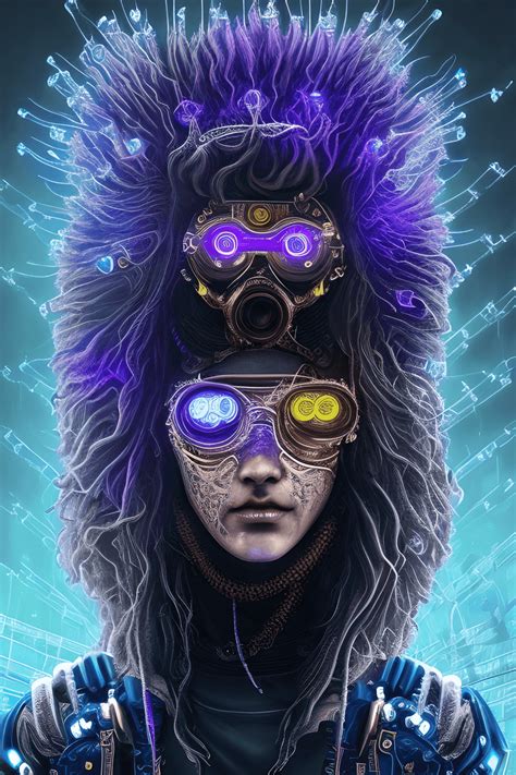 Cyberpunk Lion With Deepblue Lightning Eyes · Creative Fabrica