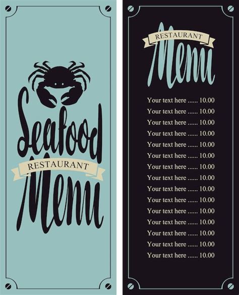 Premium Vector Vector Menu For Seafood Restaurant