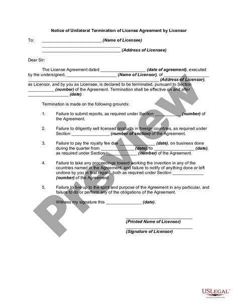 Idaho Notice Of Unilateral Termination Of License Agreement By Licensor