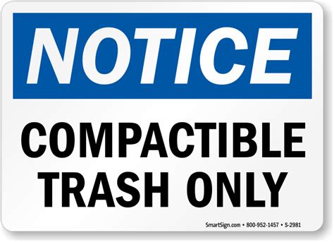 Trash Only Sign Printable