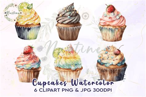 Watercolor Cupcake Clipart Graphic By Nastine Creative Fabrica