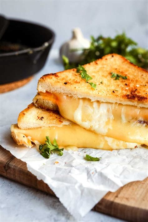 Garlic Butter Four Cheese Grilled Cheese Recipe Dinner Then Dessert