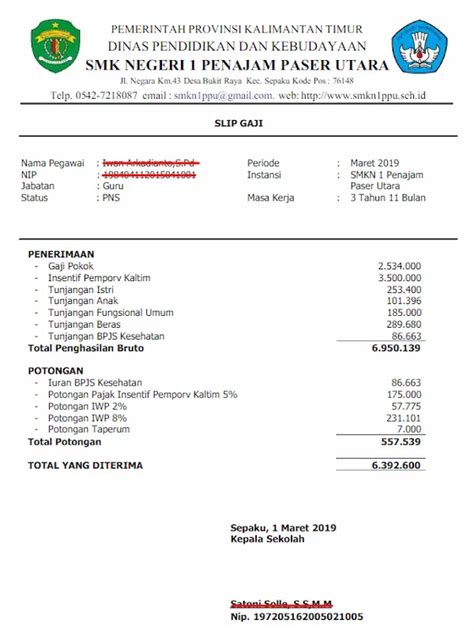 Contoh Daftar Gaji Pns Riset