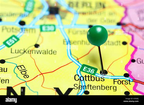 Cottbus pinned on a map of Germany Stock Photo - Alamy