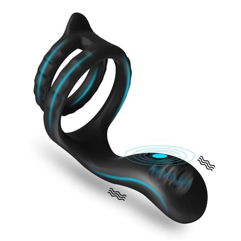 Xbonp Male Penis Ring Vibrator Silicone Dual Cock Ring Anal Vibrator