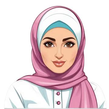 Mujer Musulmana En Una Ilustración Vectorial Hijab Rosa Sobre Fondo