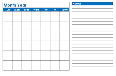 blank calendar template word calendar for planning - free printable ...