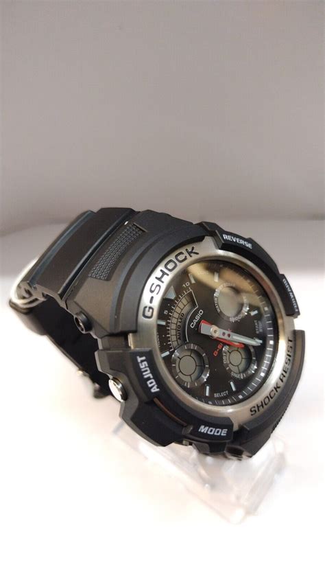 Casio G Shock Mens Analogue And Digital Black Rubber Strap Watch Aw