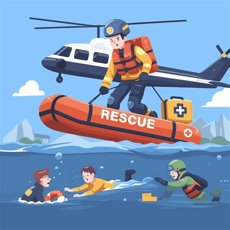 Premium Vector Rescue Teams Save People Drowning In The Ocean By