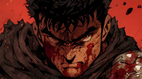 Berserk Guts In Blood Red Desktop Wallpaper Anime Wallpaper 4K