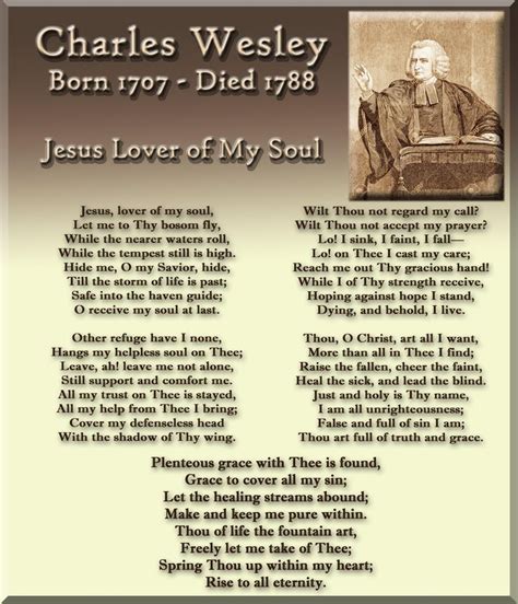 The Poem For Charles Westleys Born In 1876 Jesus Lover Of My Soul