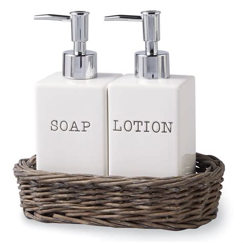 3 Piece Set Ceramic SOAP And LOTION Dispensers Arrive In Gray Wash