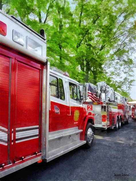 Long Line Of Fire Trucks Photograph By Susan Savad