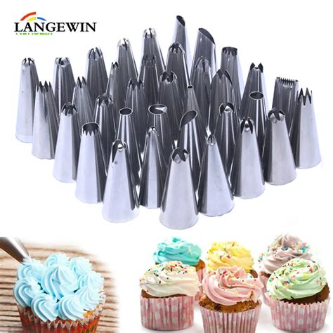 35pcs/sets Stainless Icing Piping Nozzles Muffin Cupcake Piping Tips ...