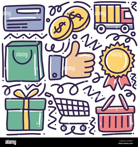 Hand Drawn Shopping Doodle Set Stock Vector Image Art Alamy