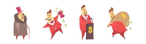 Fat Rich Millionaire Man In Red Suit With Money Vector Image